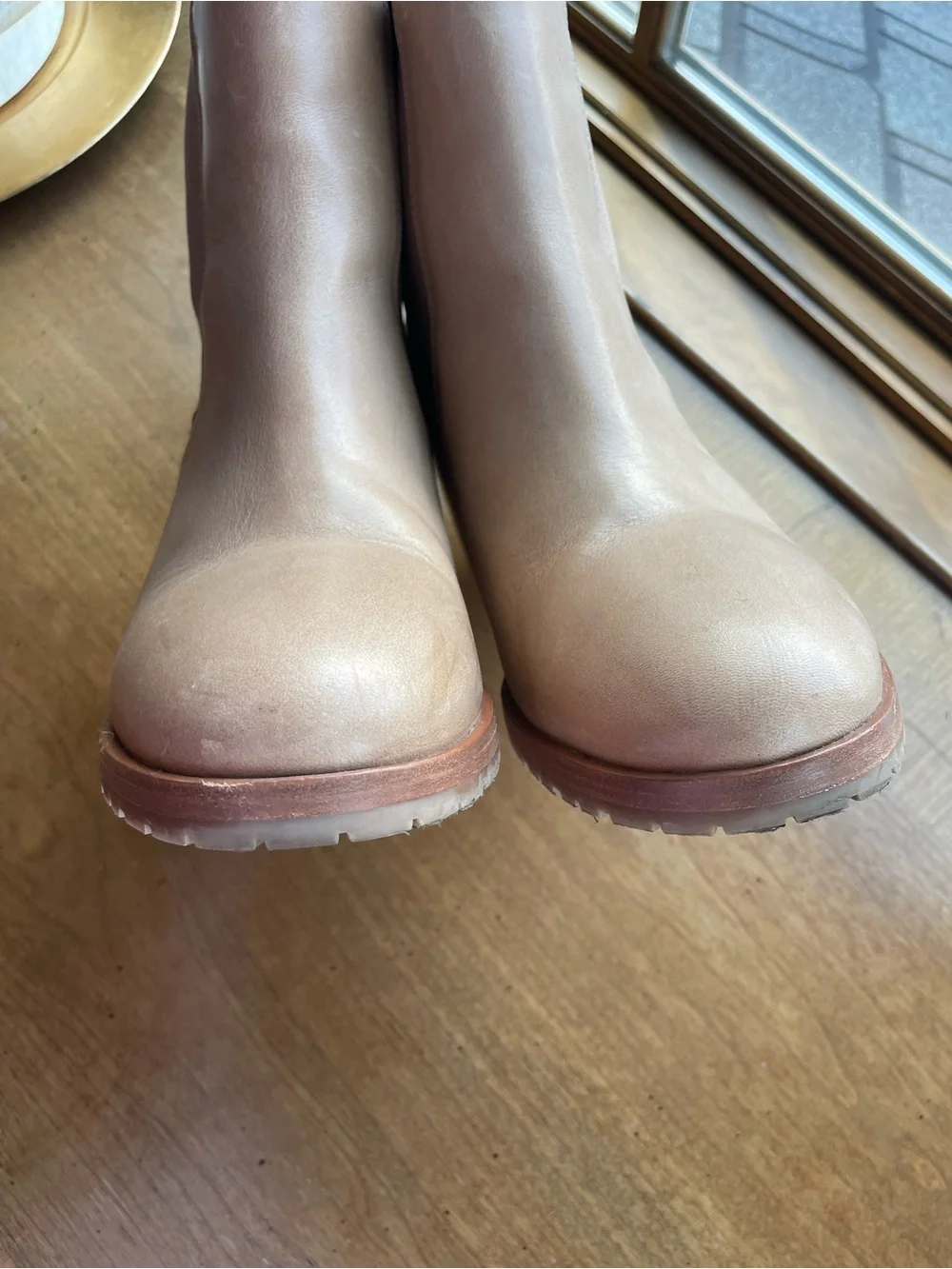 Nisolo Tan Leather Chelsea Ankle Block Heel Booties 9.5